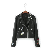 Embroidered Faux Leather Jacket